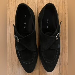 Men's Black Suede Monk Strap Creepers, Size 8, Underground UK